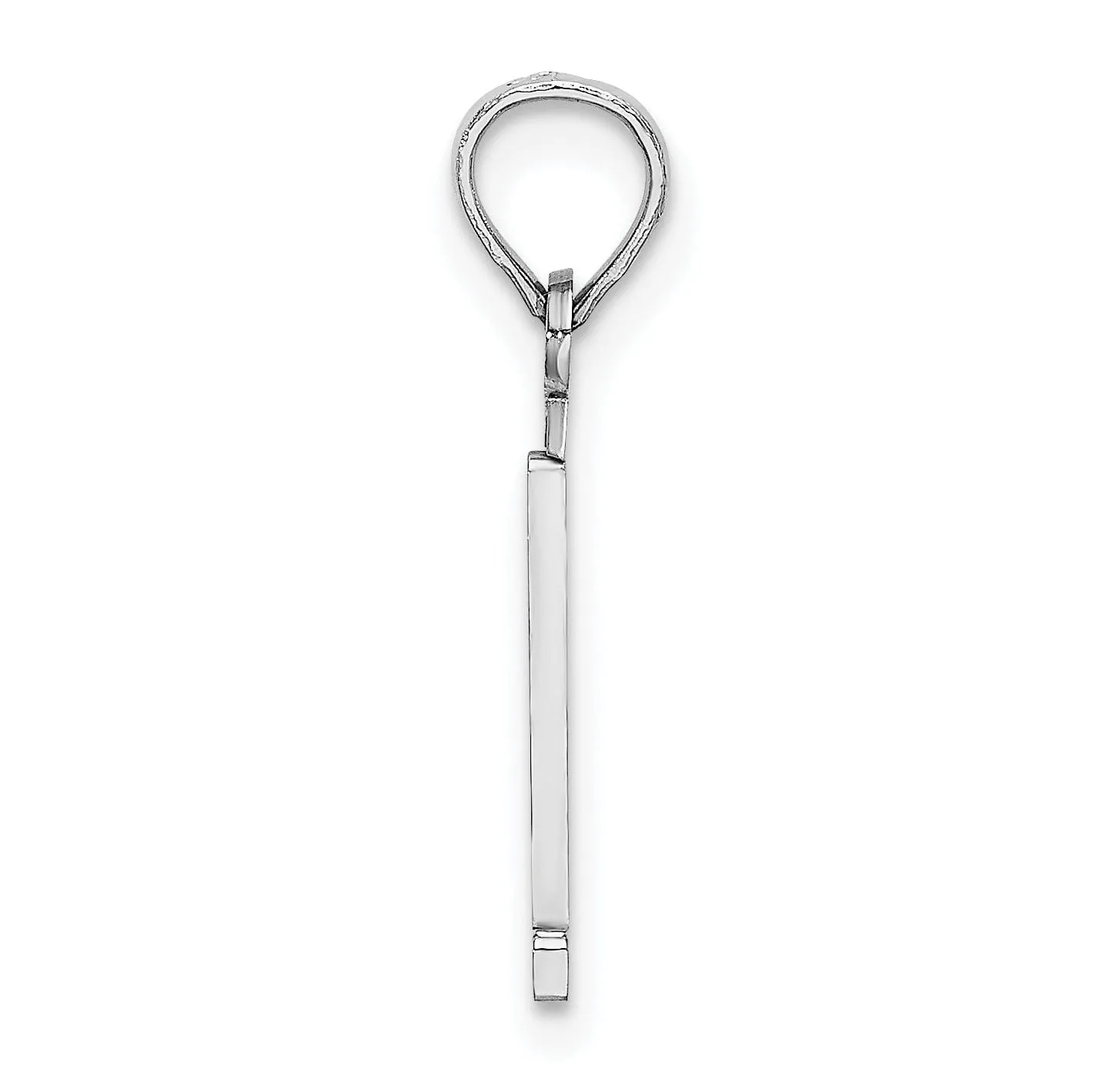 14K White Gold Polished Finished Block Design Number 1 Charm Pendant