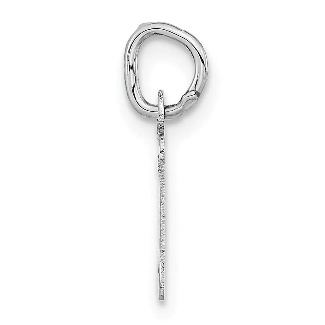 14k White Gold Small Slanted Block Letter Z Initial Pendant