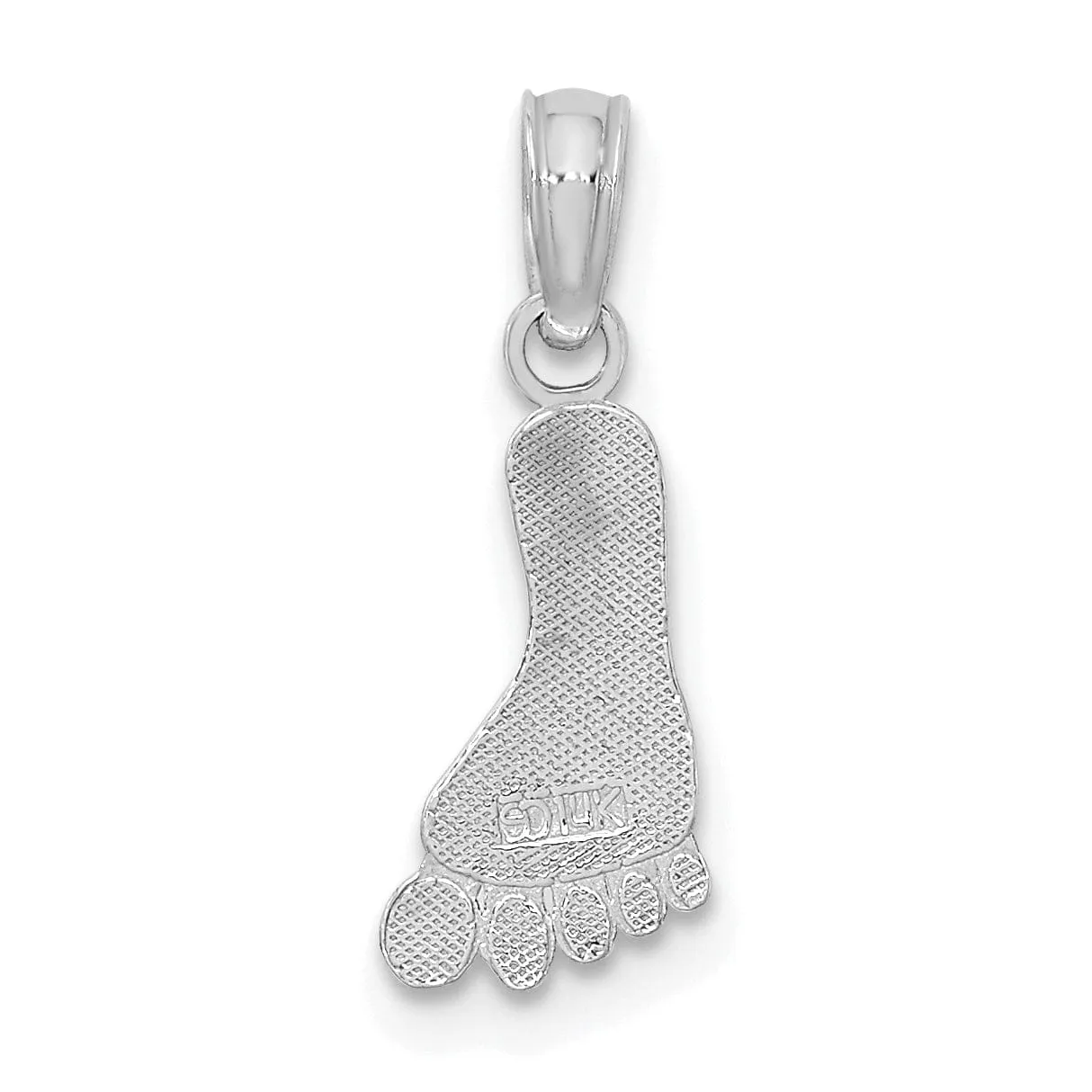 14K White Gold Solid Polished Finish Barefoot Charm Pendant