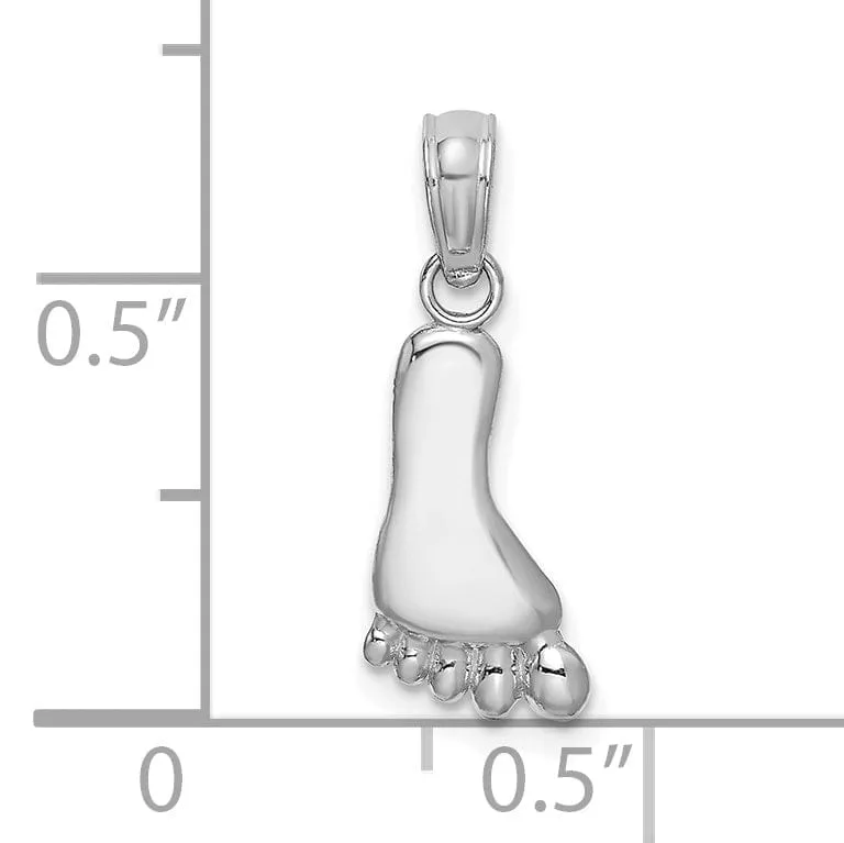 14K White Gold Solid Polished Finish Barefoot Charm Pendant