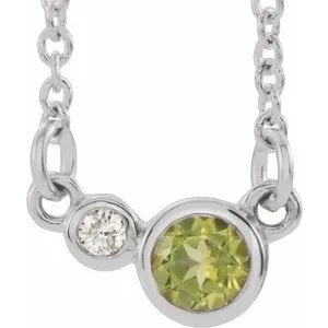 14K White Peridot & .06 CTW Diamond 16" Necklace