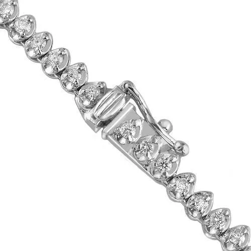 14K White Solid Gold Womens Diamond Necklace  4.00 Ctw