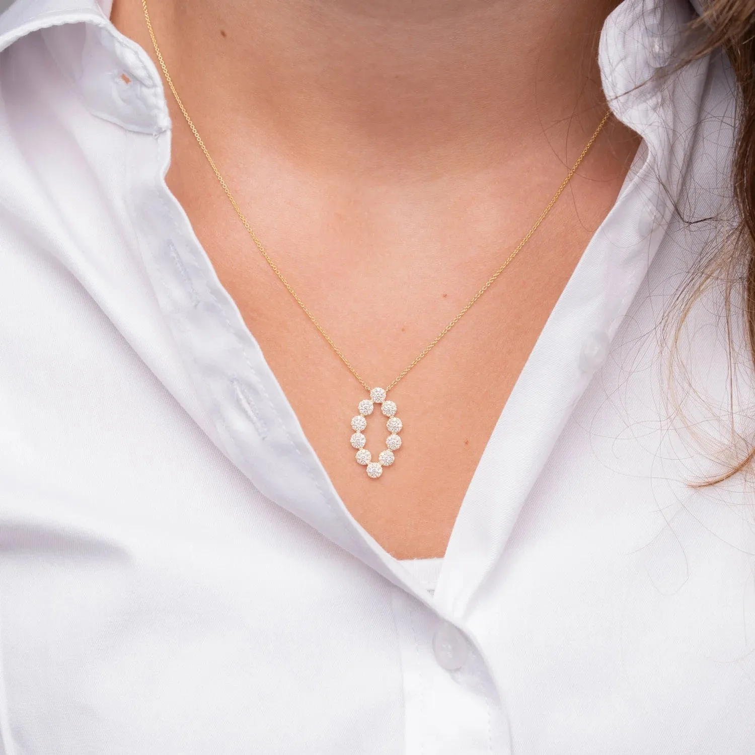 14K White, Yellow or Rose Gold (0.42ct) Cluster Fashion Diamond Necklace