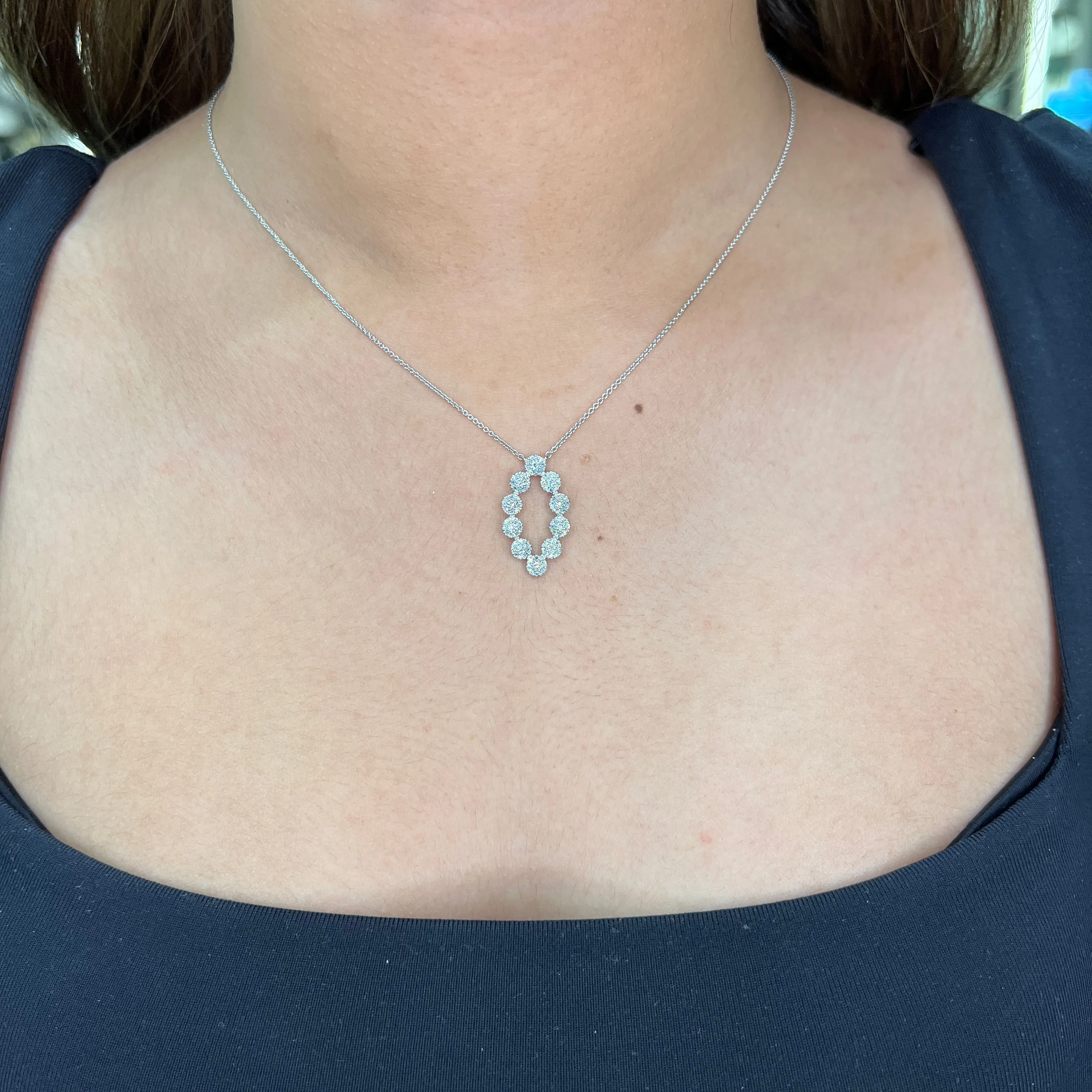 14K White, Yellow or Rose Gold (0.42ct) Cluster Fashion Diamond Necklace