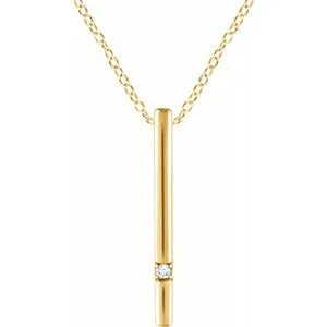 14K Yellow .015 CT Diamond Bar 16-18" Necklace