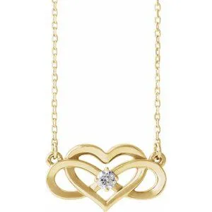 14K Yellow 1/10 CTW Diamond Infinity-Inspired Heart 16-18" Necklace