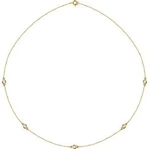 14K Yellow 1/2 CTW Natural Diamond 5-Station 18" Necklace
