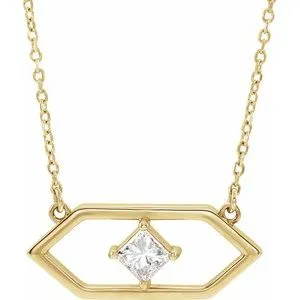 14K Yellow 1/4 CTW Diamond Geometric 18" Necklace