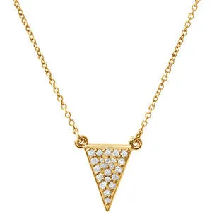 14K Yellow 1/5 CTW Diamond Triangle 16.5" Necklace