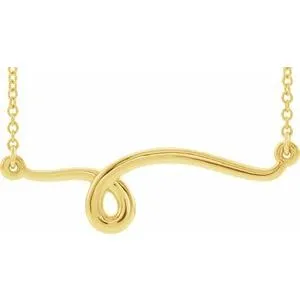 14K Yellow 28.6x8 mm Freeform Bar 18" Neckalce