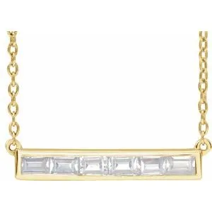 14K Yellow 3/8 CTW Lab-Grown Diamond Bar 16-18" Necklace