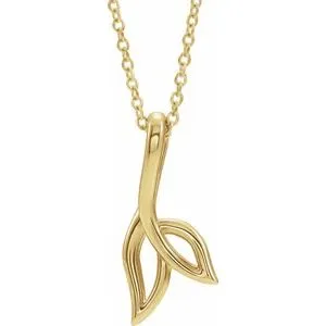14K Yellow Freeform 16-18" Leaf Necklace