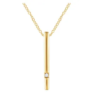 14k Yellow Gold .015 CT Diamond Bar 16-18" Necklace