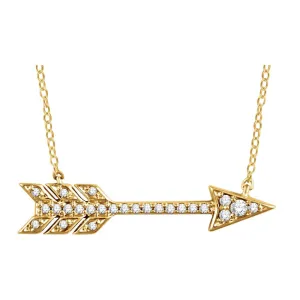 14k Yellow Gold 1/10 CTW Diamond Arrow Necklace
