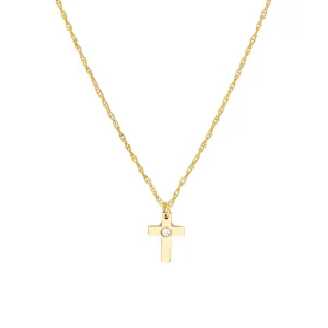 14K Yellow Gold 1.1pt. Diamond Cross Pendant