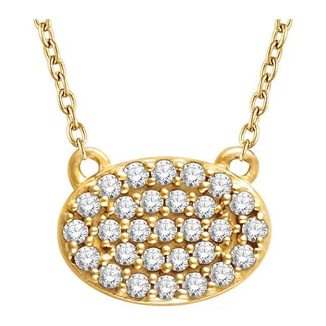14k Yellow Gold 1/5 CTW Diamond Oval Cluster 16-18" Necklace