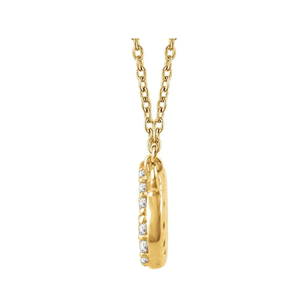 14k Yellow Gold 1/5 CTW Diamond Oval Cluster 16-18" Necklace