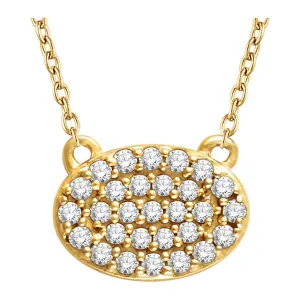14k Yellow Gold 1/5 CTW Diamond Oval Cluster 16-18" Necklace