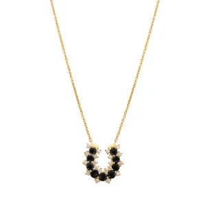 14k Yellow Gold Black Diamond/Lucky Horseshoe Necklace