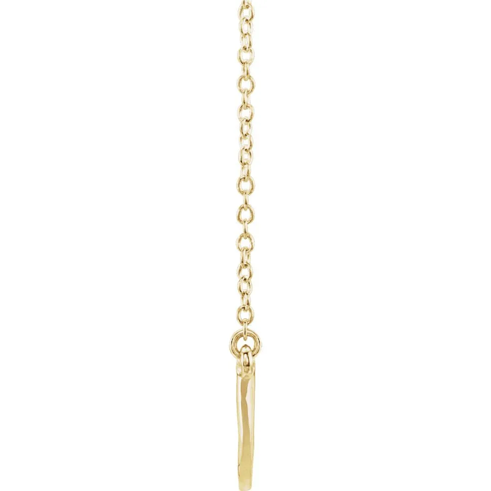 14k Yellow Gold Curved 19.9" Bar Necklace