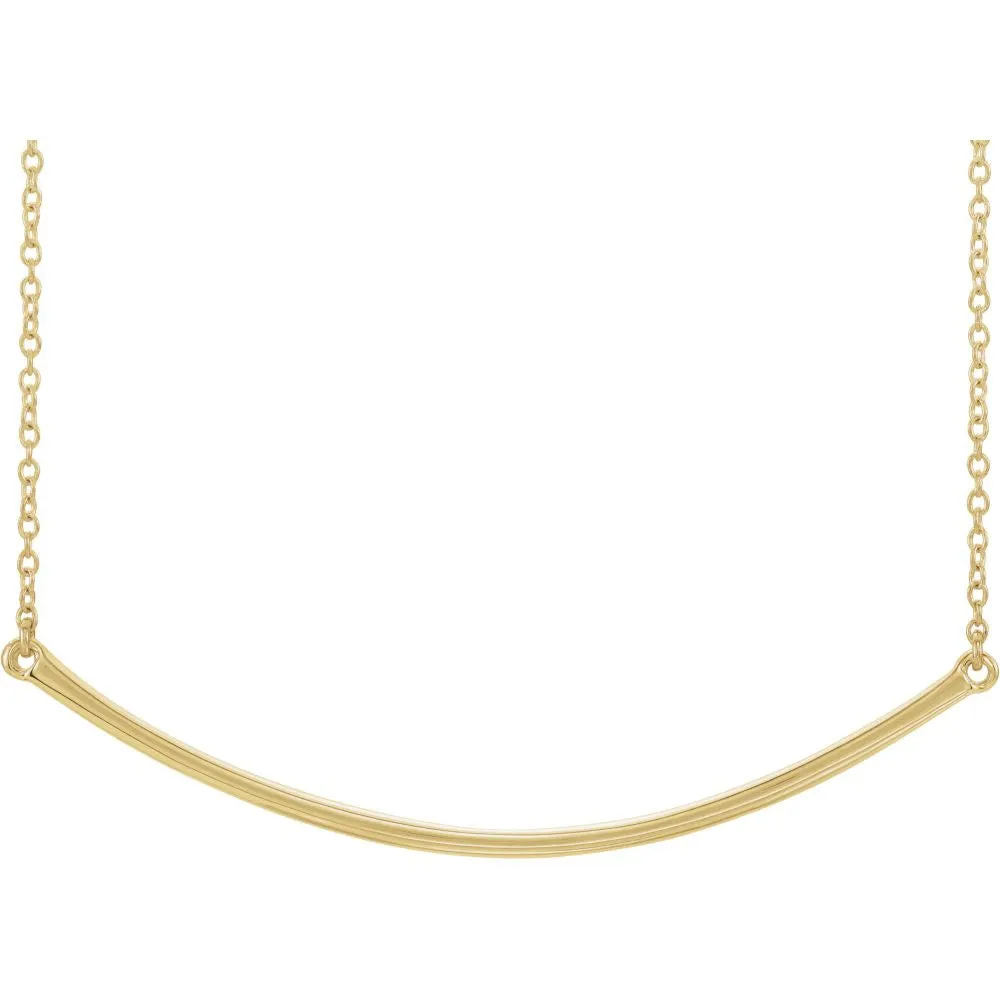 14k Yellow Gold Curved 19.9" Bar Necklace