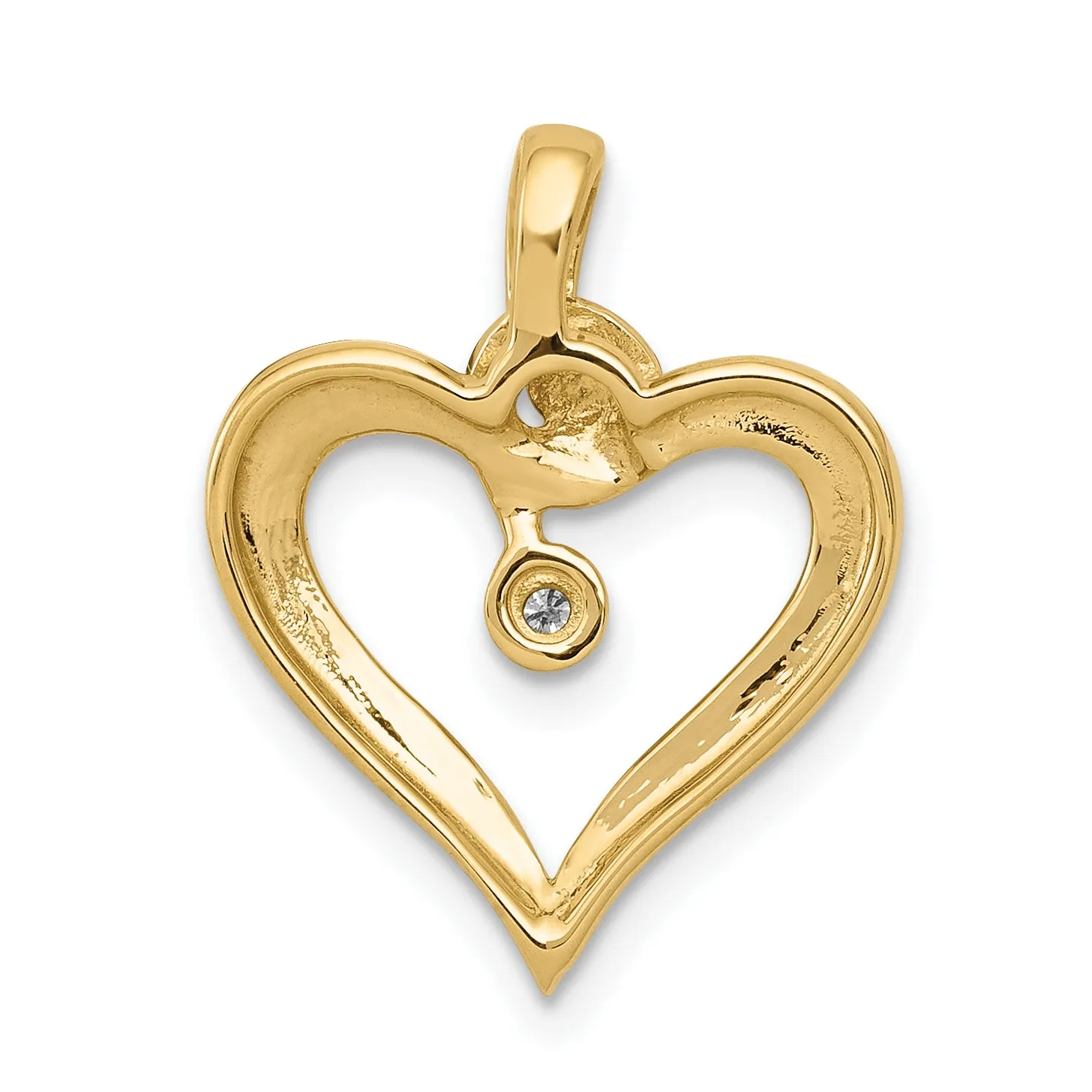 14k Yellow Gold l1 Clarity G-I Color .01ct. Diamond Heart Pendant