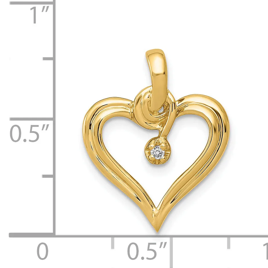 14k Yellow Gold l1 Clarity G-I Color .01ct. Diamond Heart Pendant