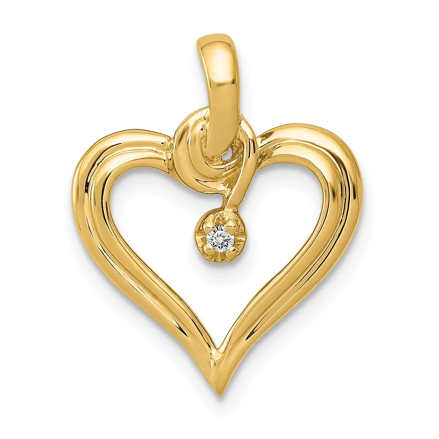 14k Yellow Gold l1 Clarity G-I Color .01ct. Diamond Heart Pendant