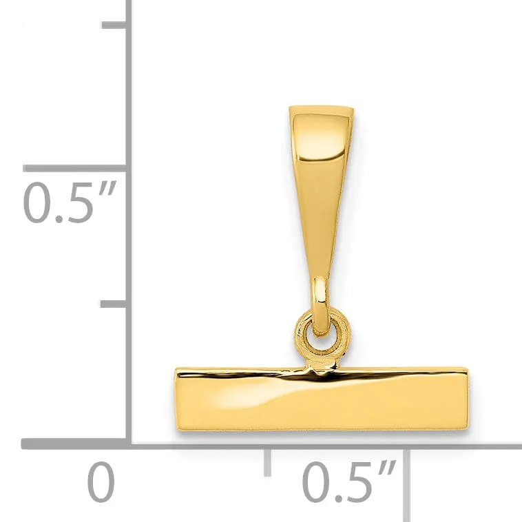 14k Yellow Gold Polished Finish Medium Size Top Bar for Number Charm Pendant