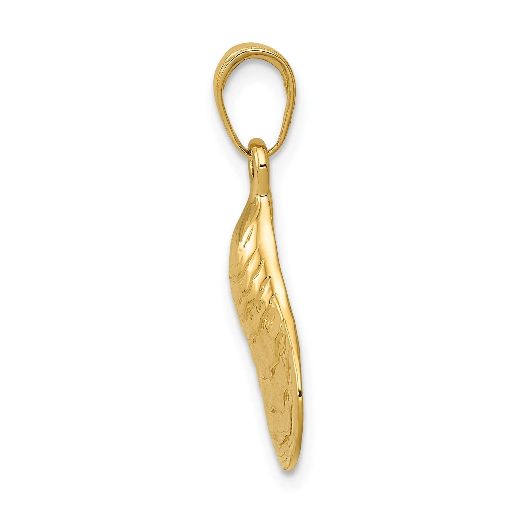 14k Yellow Gold Polished Finish Solid Oyster Shell Charm Pendant