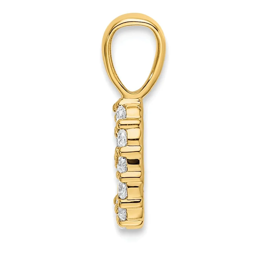 14k Yellow Gold Polished Finish with Diamonds Number 9 Pendant