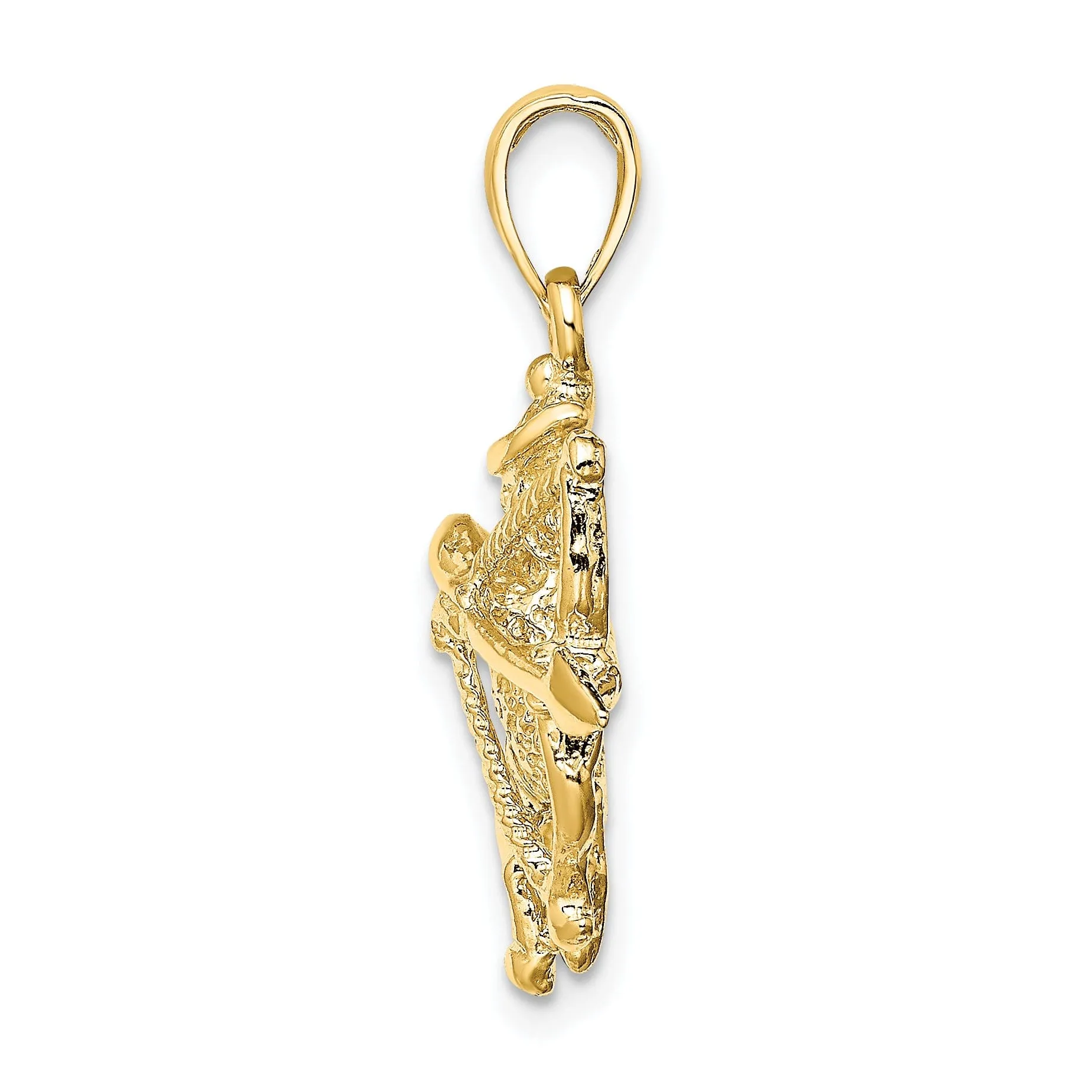 14k Yellow Gold Polished Texture Finish Large Size3-D Sagittarius Zodiac Charm Pendant
