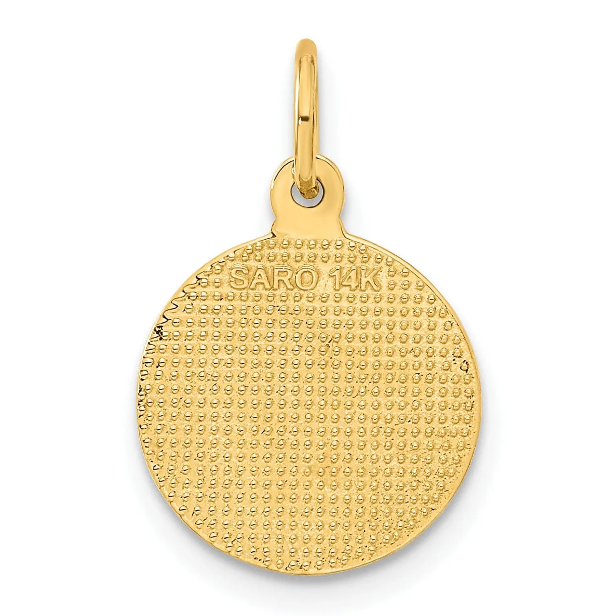 14k Yellow Gold Polished Texture Finish Round Shape Angel Pendant