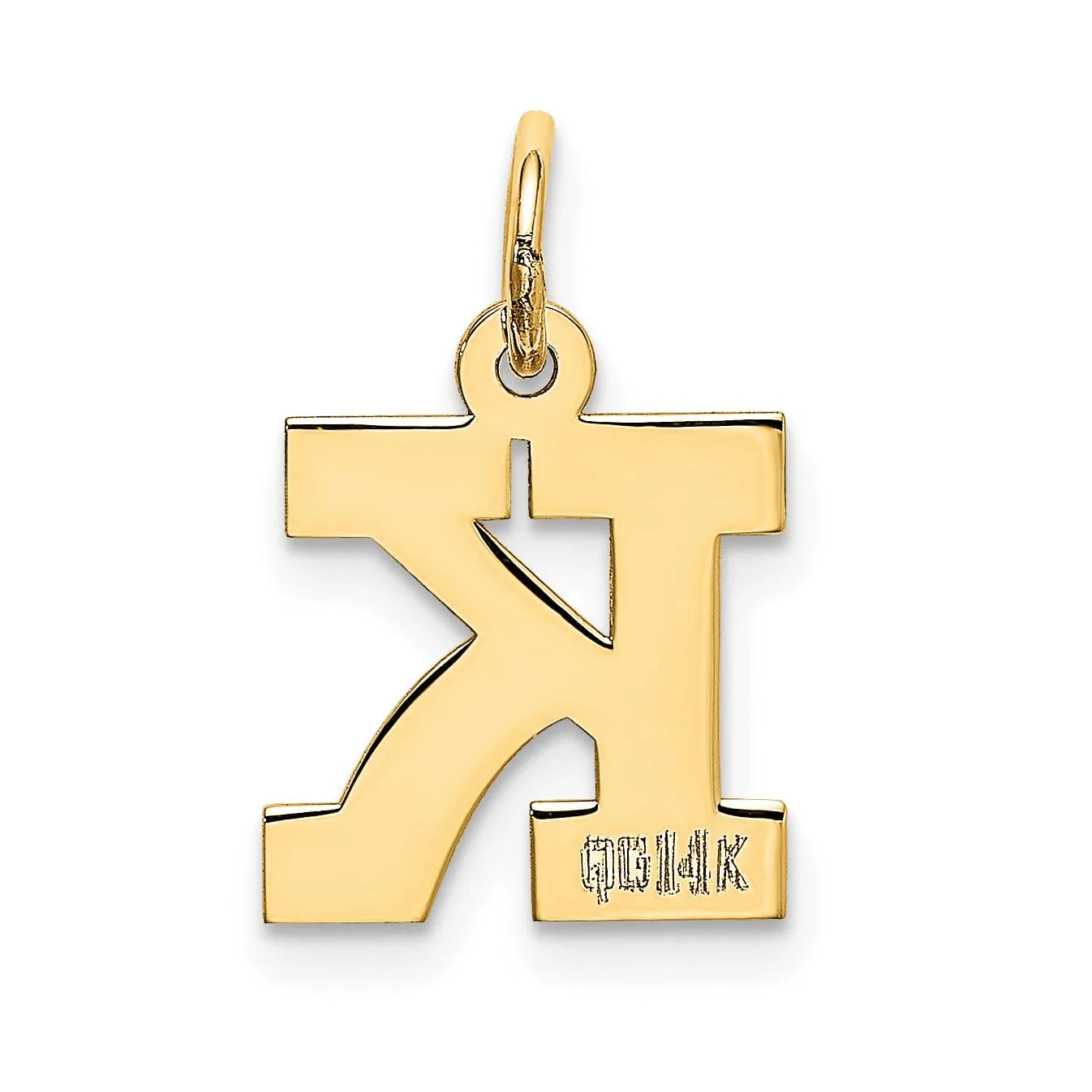 14k Yellow Gold Small Block Design Letter K Initial Pendant