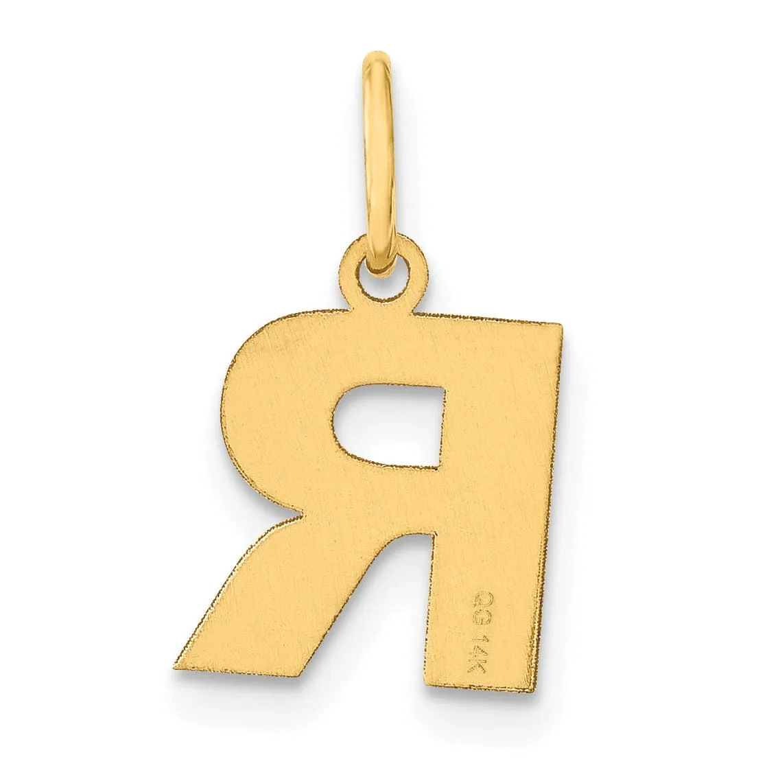 14k Yellow Gold  Small Size Letter R Initial Block Pendant