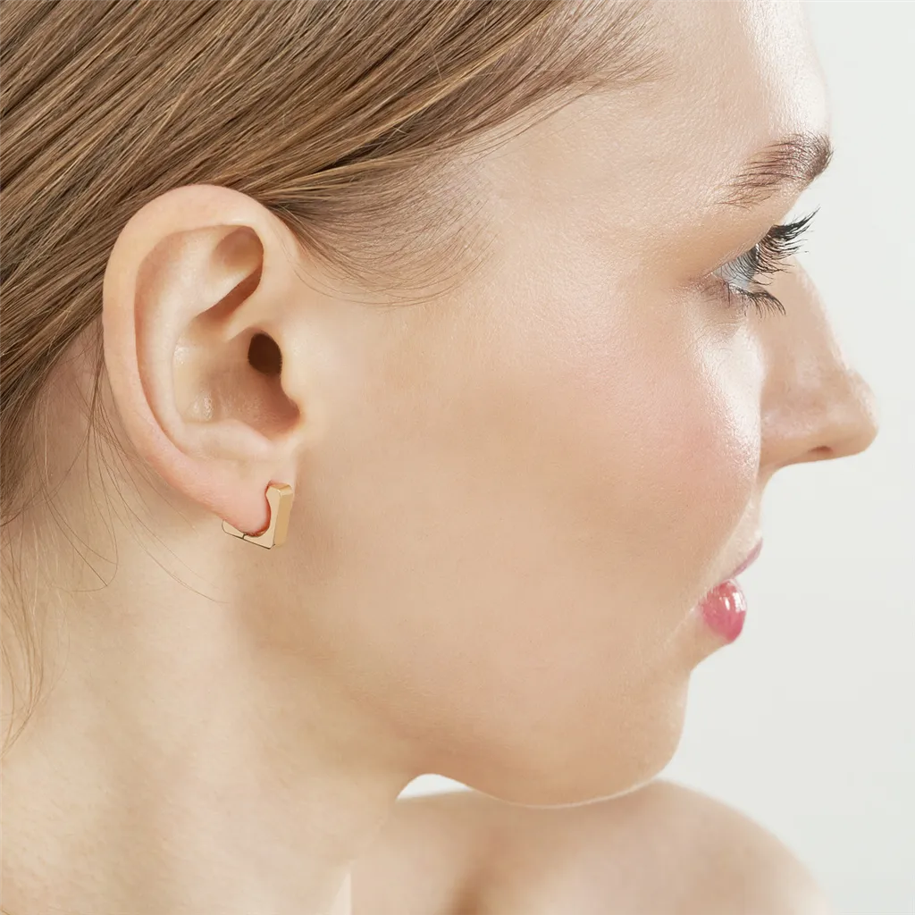14K Yellow Gold Small Square Hoop Earrings