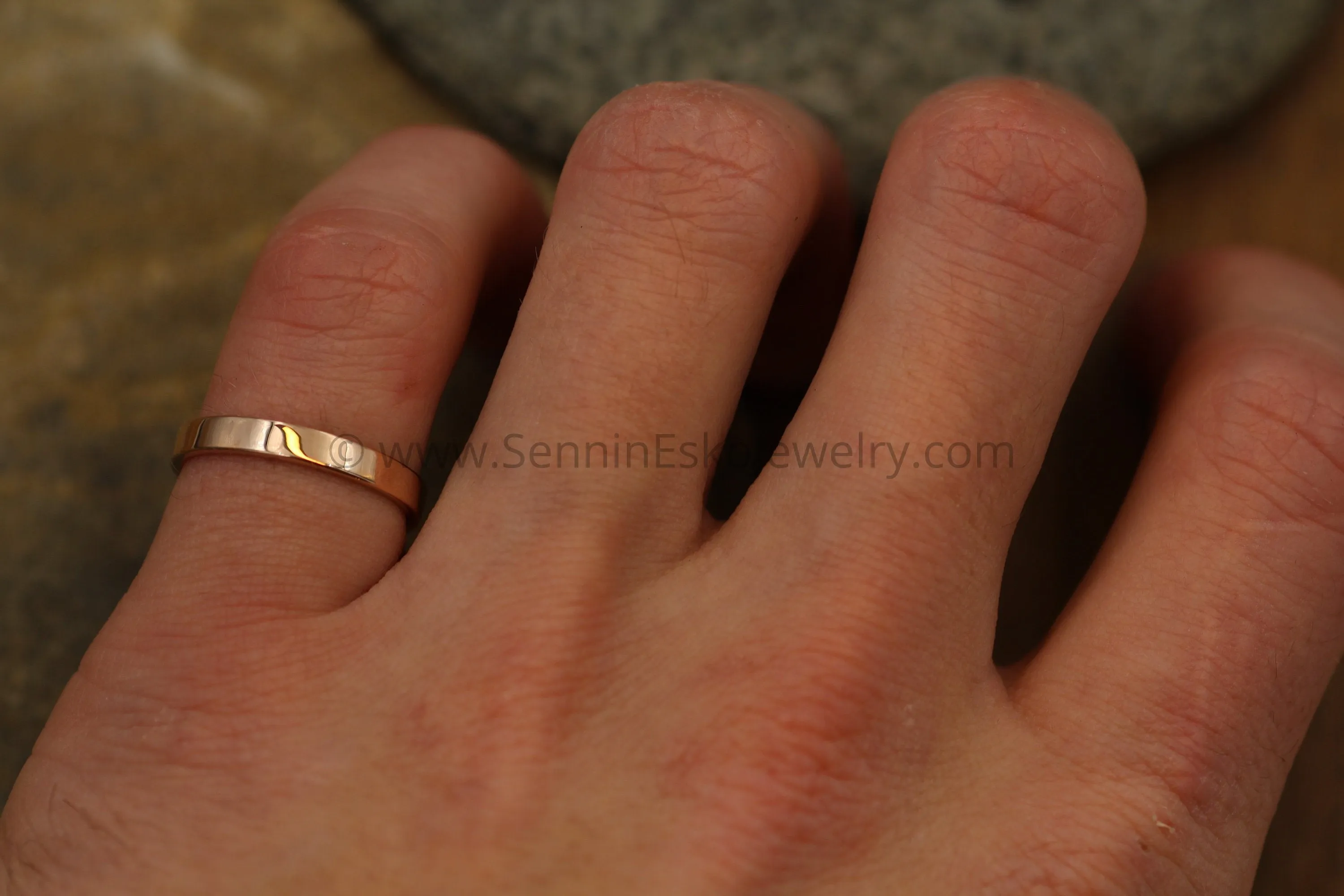14kt Rose Gold 3x1.2mm Flat Band - Glossy Finish