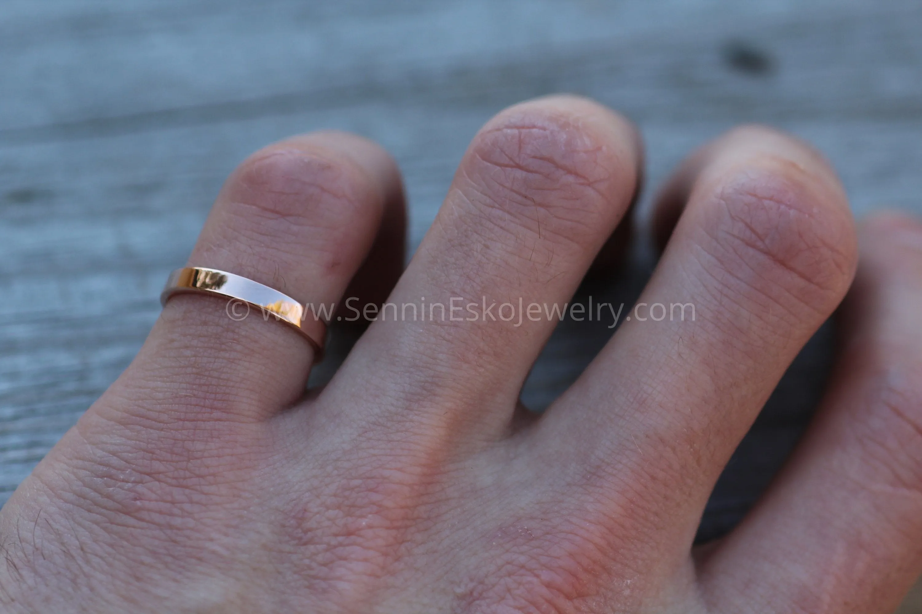14kt Rose Gold 3x1.2mm Flat Band - Glossy Finish