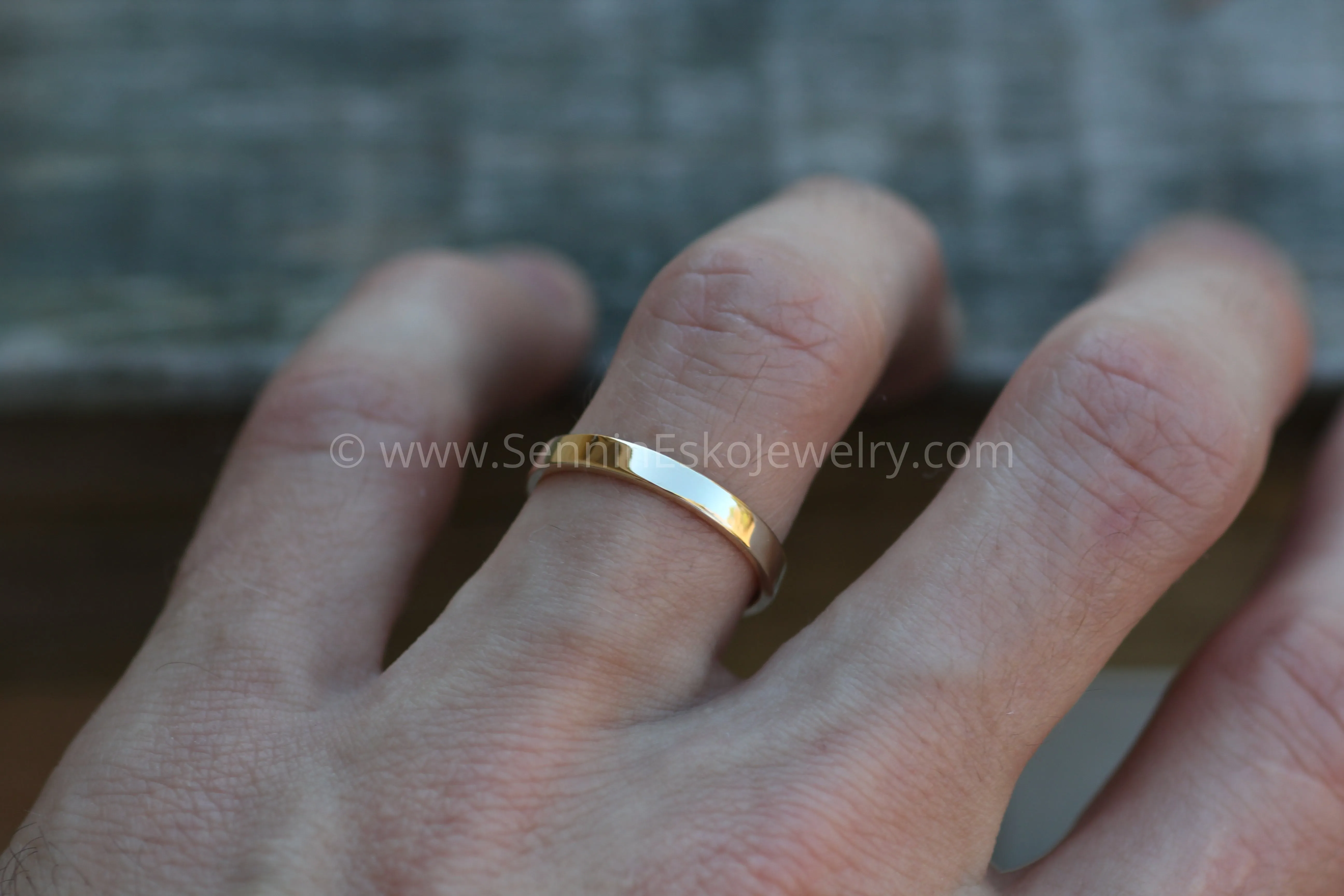 14kt Rose Gold 3x1.2mm Flat Band - Glossy Finish