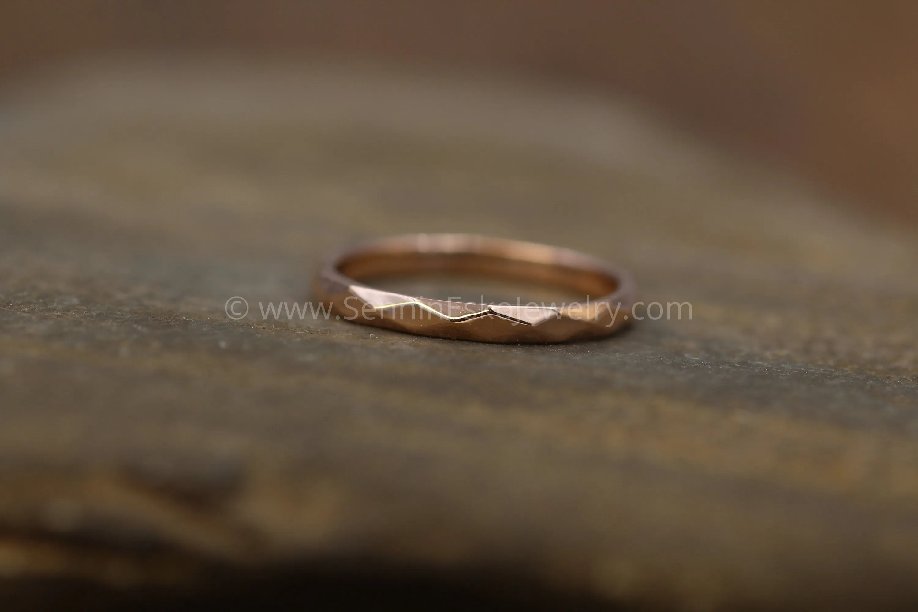 14kt White Gold 2mm Faceted Texture Band