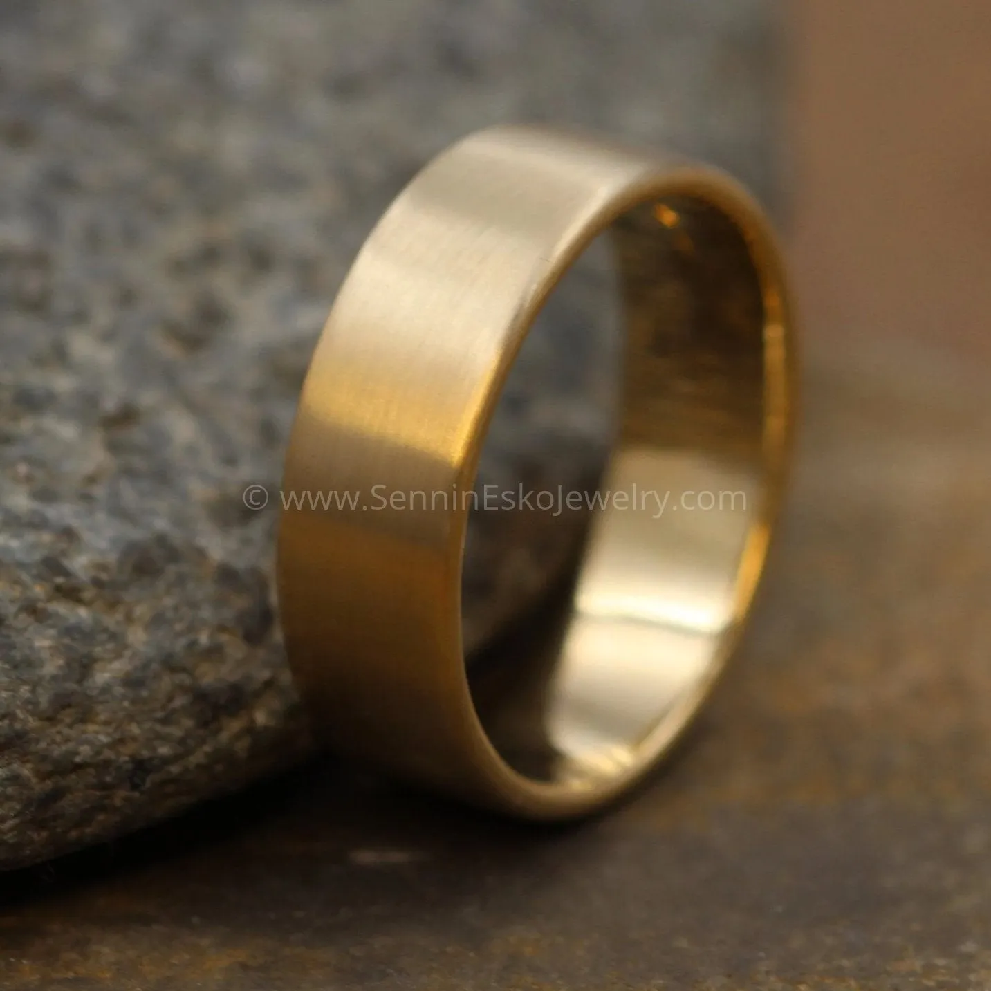 14kt Yellow 6x1.2mm Flat Band - Matte Finish