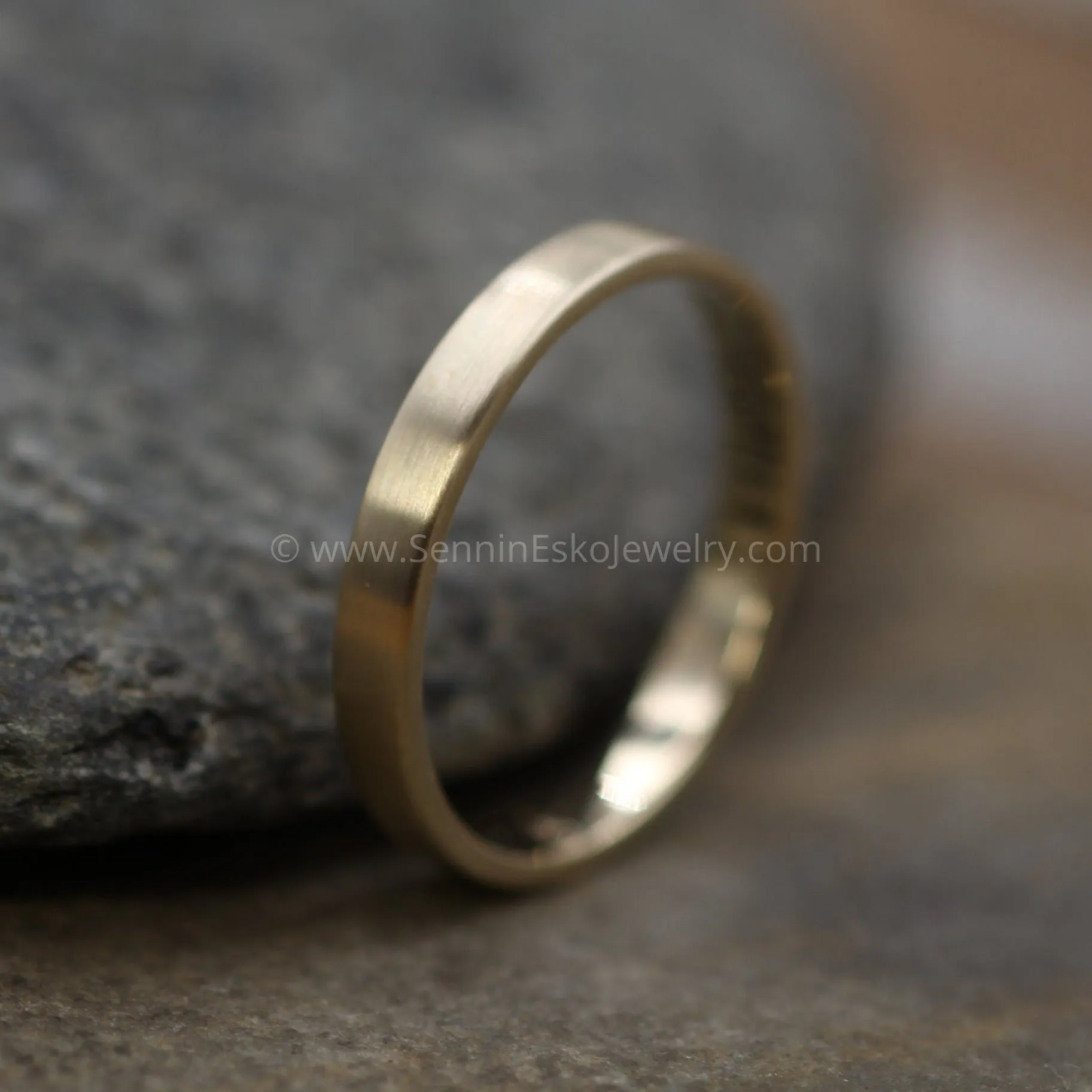 14kt Yellow Gold 3x1.2mm Flat Band - Matte Finish