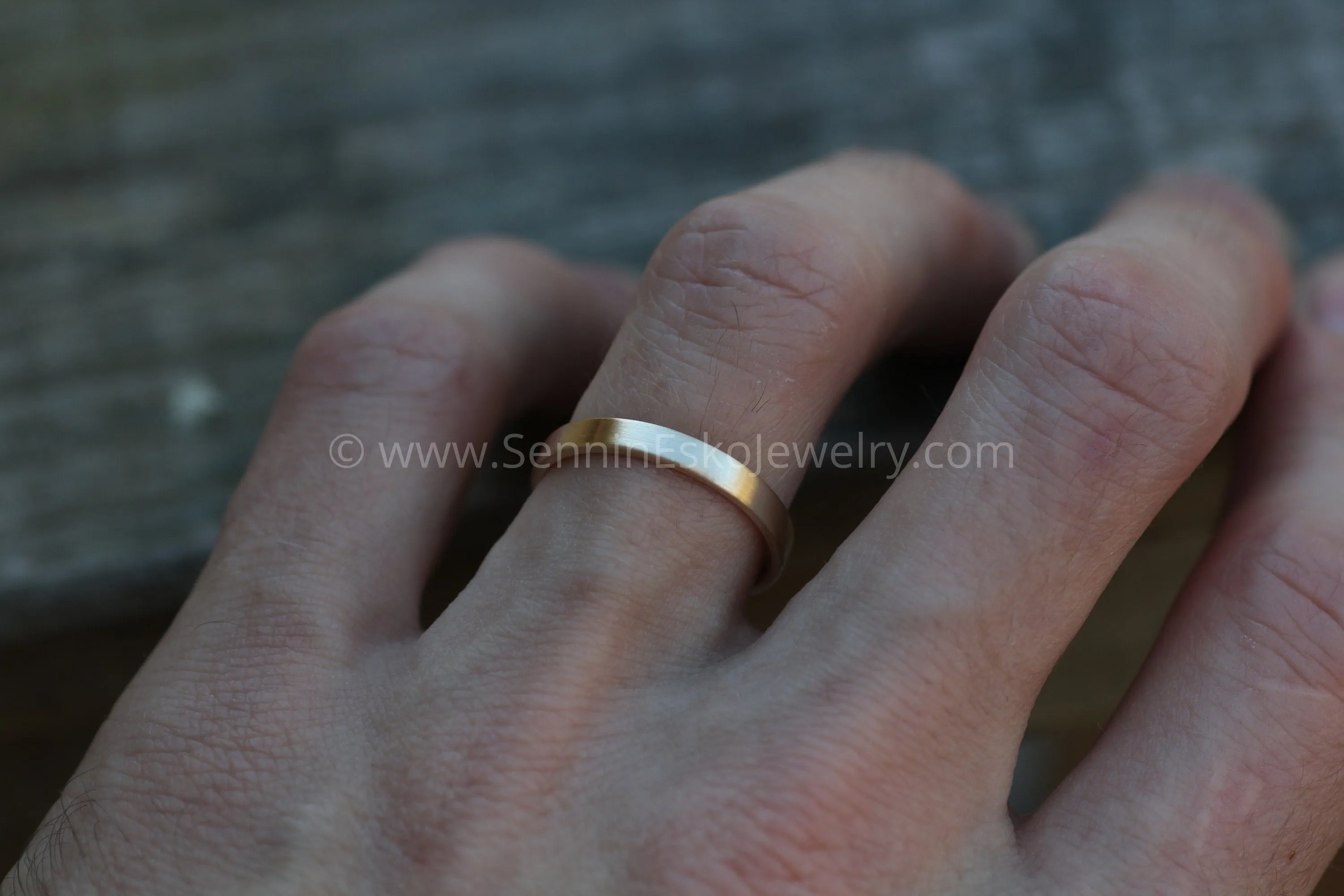 14kt Yellow Gold 3x1.2mm Flat Band - Matte Finish