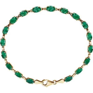 14KT Yellow Gold Lab Emerald Link Bracelet