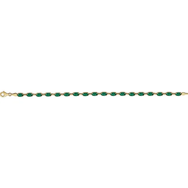 14KT Yellow Gold Lab Emerald Link Bracelet
