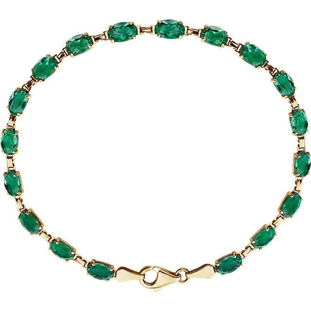 14KT Yellow Gold Lab Emerald Link Bracelet
