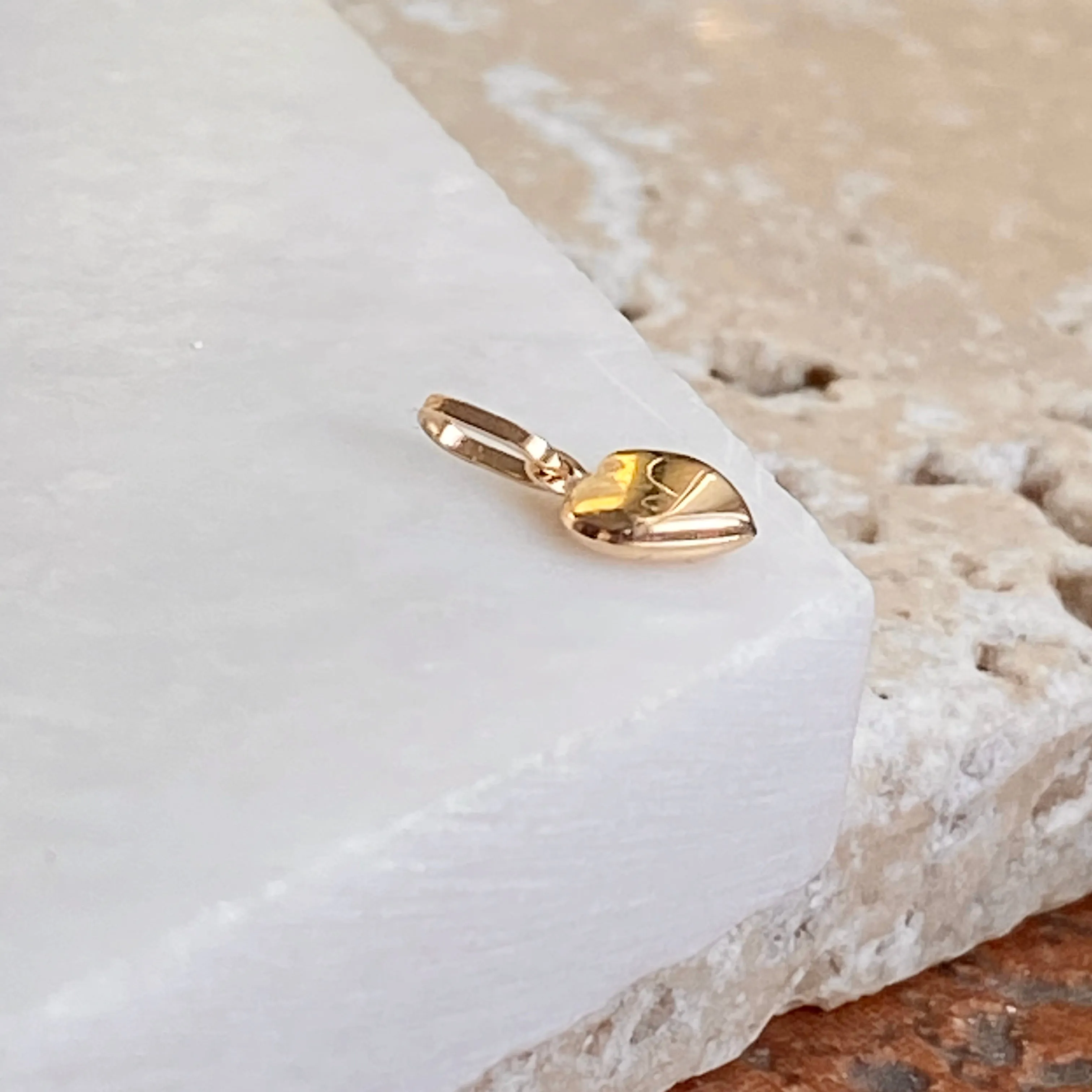 14KT Yellow Gold Mini 3D Heart Pendant Chain Necklace