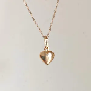 14KT Yellow Gold Mini 3D Heart Pendant Chain Necklace