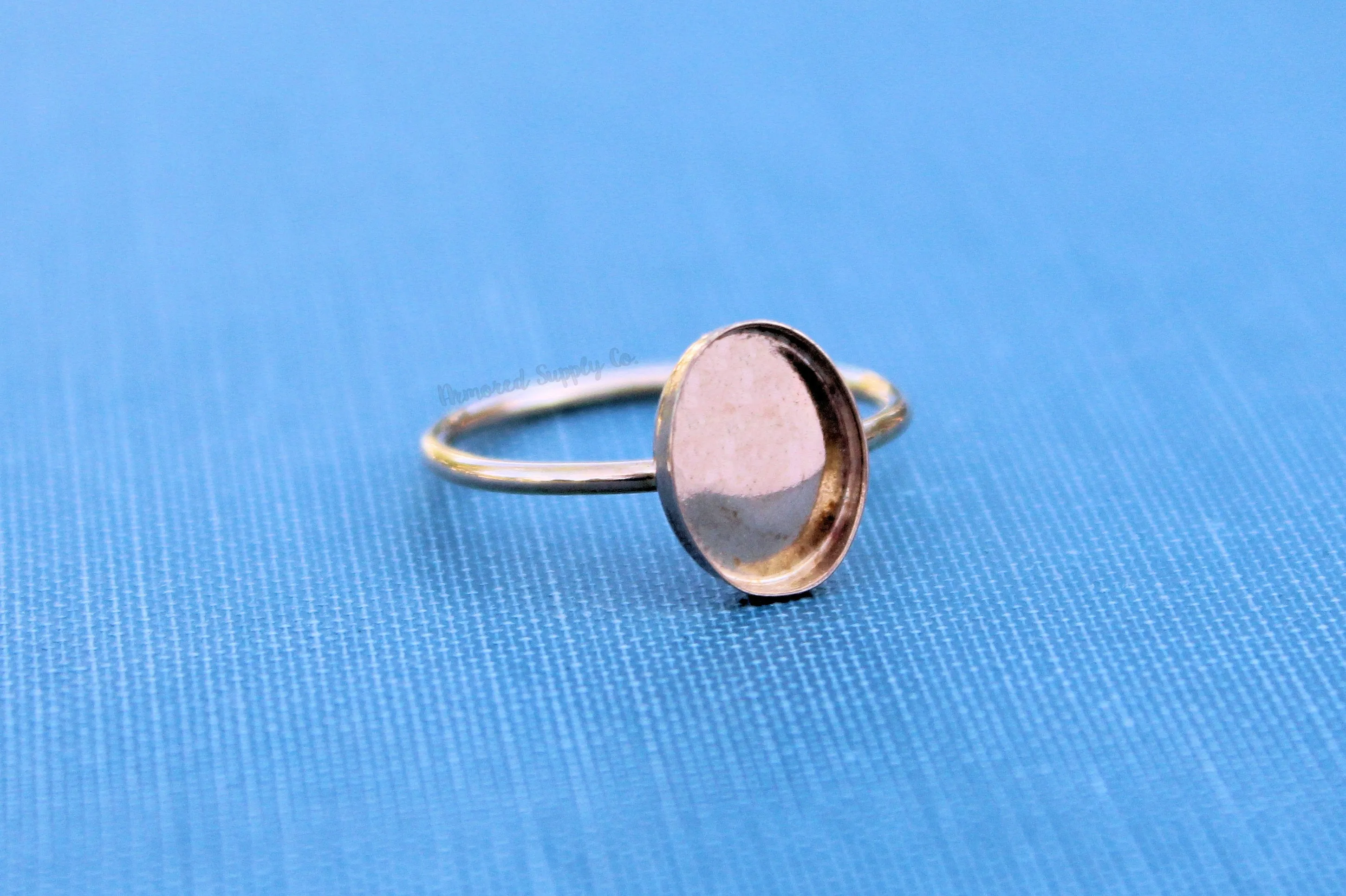 14x10mm Oval Gold Filled Bezel Cup Ring blank - 14g RING BAND