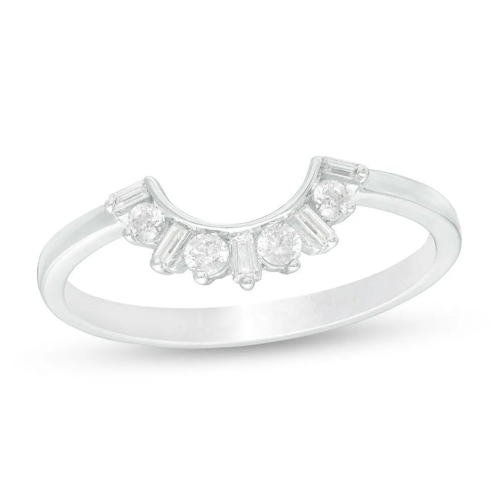 1/5 Cttw Diamond Art Deco Contour Anniversary Band in 14K White Gold (0.2 Ct, I-I2)